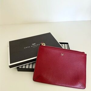 Anya Hindmarch Red Tassel Bow Leather Pouch